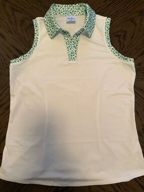 Belyn Key Cream Tank Top with Green Trim
